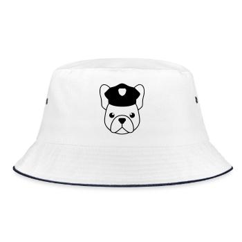 Frenchie cop cop head - Bucket Hat - white/navy - Front