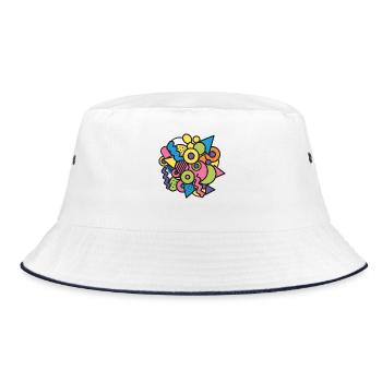 Colorful Memphis Shapes Retro Pop Art Design 90s - Bucket Hat - white/navy - Front