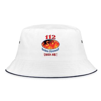 112 Deine Firewall Unser Job - Bucket Hat - Weiß/Navy - Vorne