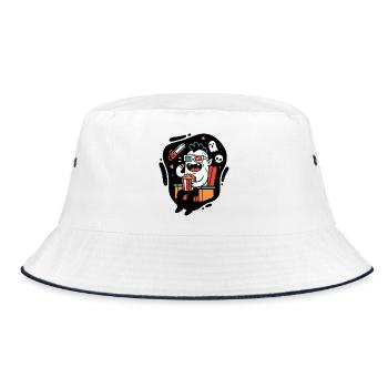 Kinomonster Popcorn Spaß - Bucket Hat - Weiß/Navy - Vorne