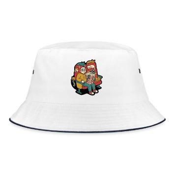 Cat Cinema Popcorn Lounge - Bucket Hat - white/navy - Front