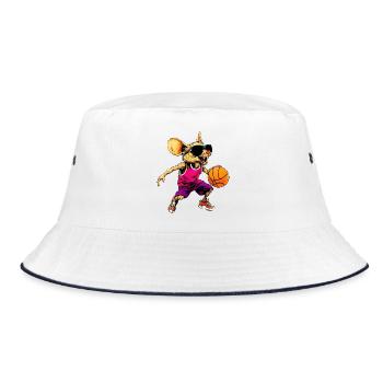 Basketball Mäuschen - Bucket Hat - Weiß/Navy - Vorne