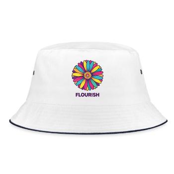 Flourish Bloom Colorflower - Bucket Hat - white/navy - Front