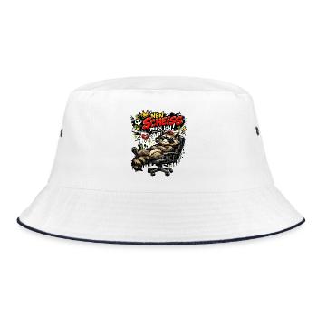 Lustiger Waschbär Spruch Nen Scheiss muss ich - Bucket Hat - Weiß/Navy - Vorne