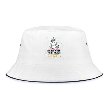 Einhorn Schwitze Nicht Das Ist Glitzer Sport Gym - Bucket Hat - Weiß/Navy - Vorne