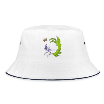 Lavendelkranz mit Schmetterling - Bucket Hat - Weiß/Navy - Vorne