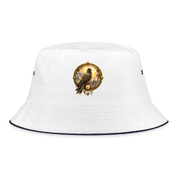Raven in golden clock frame - Bucket Hat - white/navy - Front