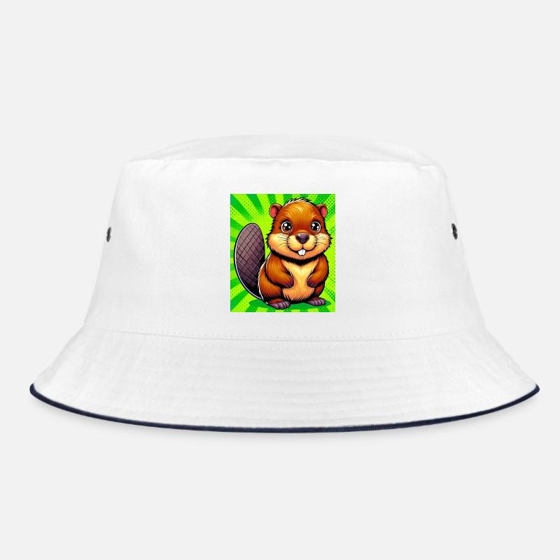 beaver - Bucket Hat - white/navy