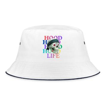 Hood Life Skull design de T-shirt. - Bob - blanc/marine - Devant
