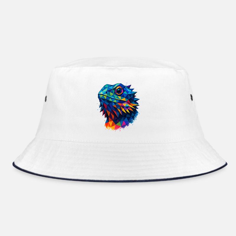 Bearded Dragon Geometric Style Low Poly Blue Bucket Hat