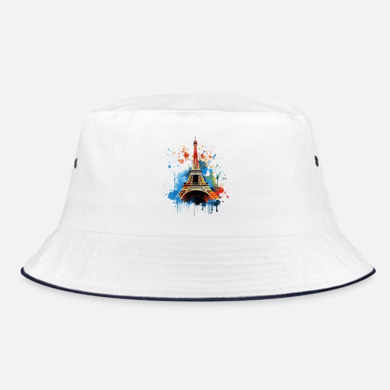 Paris Eiffelturm Skyline Frankreich Splash Bunt Bucket Hat