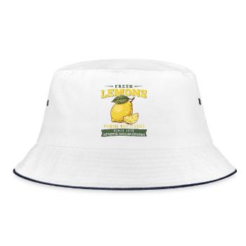 Chemise vintage Zitronen, style rétro citron frais - Bob - blanc/marine - Devant