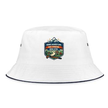 Wenig Ausrüstung Viel Strecke - Bucket Hat - Weiß/Navy - Vorne