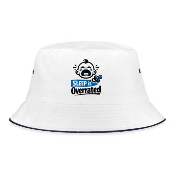 Sleep is Overrated – Funny Baby Motif - Bucket Hat - white/navy - Front