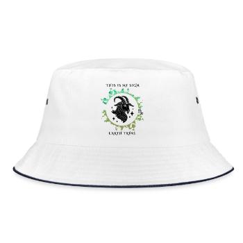 Mein Zeichen Steinbock - Bucket Hat - Weiß/Navy - Vorne