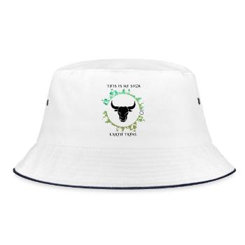 Mein Sternzeichen ist Stier - Bucket Hat - Weiß/Navy - Vorne