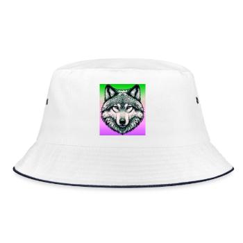 Wolf - Bucket Hat - white/navy - Front