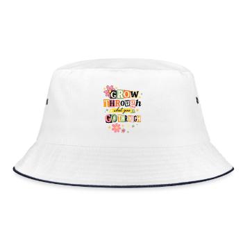 Grow by what you go through Motivation - Bucket Hat - white/navy - Front