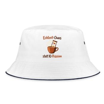 KI-Chaos Kaffee Human Design - Bucket Hat - Weiß/Navy - Vorne