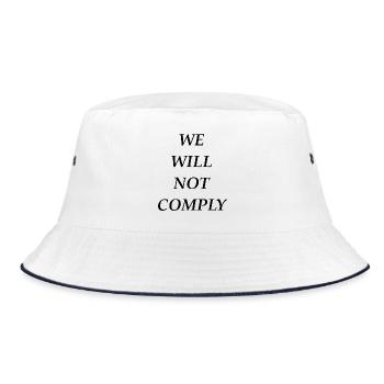 we_will_not_comply_blk - Bucket Hat - Weiß/Navy - Vorne