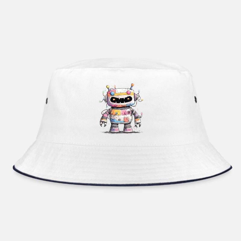 Bunter Roboter mit Farbspritzern Bucket Hat