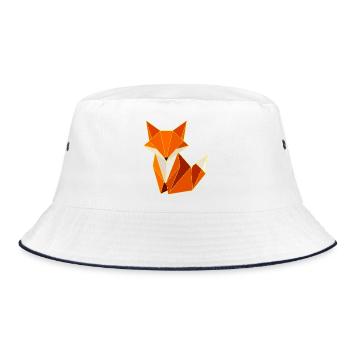 Fuchs Polygon Geometrie Design  - Bucket Hat - Weiß/Navy - Vorne