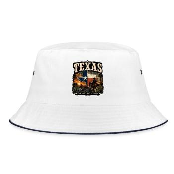 Texas Lone Star State – Vintage Cowboy - Bucket Hat - Weiß/Navy - Vorne