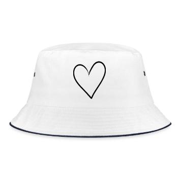 Hand Drawn Heart Line Art - Bucket Hat - white/navy - Front