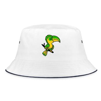 Neon Toucan in Green and Yellow - Bucket Hat - white/navy - Front