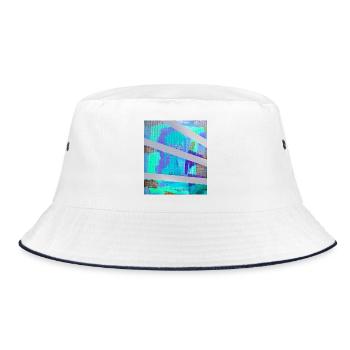 Neon Abstract Stripe Collage - Bucket Hat - white/navy - Front