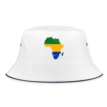 Gabon_Flagge_Afrika_used - Bucket Hat - Weiß/Navy - Vorne
