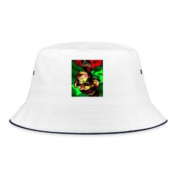 Geometric Neon Animal Head with Sunglasses - Bucket Hat - white/navy - Front