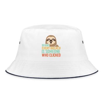 Behind Every Breach Sloth IT Security - Bucket Hat - white/navy - Front
