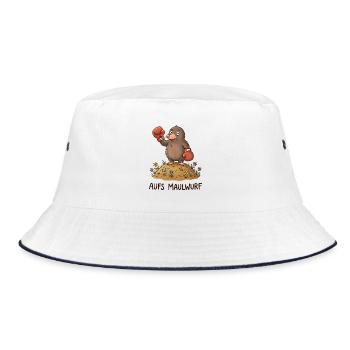Aufs Maulwurf – Lustiges Boxer Wortspiel - Bucket Hat - Weiß/Navy - Vorne