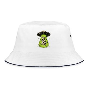 Alien Cow Abduction Weirdcore Surreal - Bucket Hat - white/navy - Front