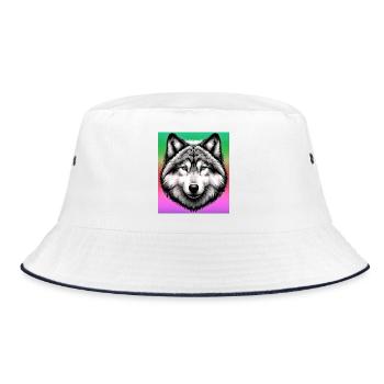Wolf - Bucket Hat - white/navy - Front