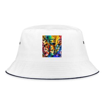 Colorful Face Rain - Bucket Hat - white/navy - Front