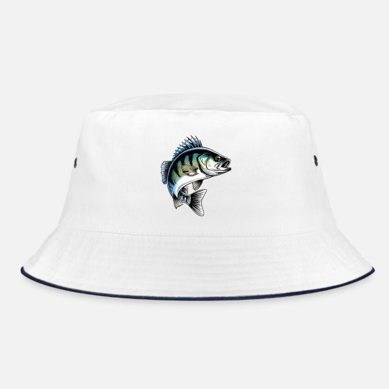 Jumping Perch Dynamic Fish Illustration Bucket Hat