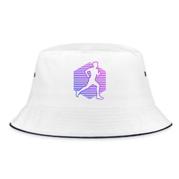 Geschenkidee für einen Running mit Running - Bucket Hat - Weiß/Navy - Vorne