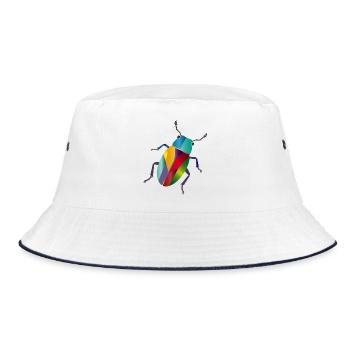 Bunter Juwelkäfer Regenbogen Stil - Bucket Hat - Weiß/Navy - Vorne