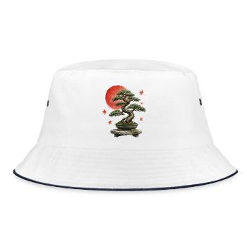 Bonsai Rote Sonne - Bucket Hat - Weiß/Navy - Vorne