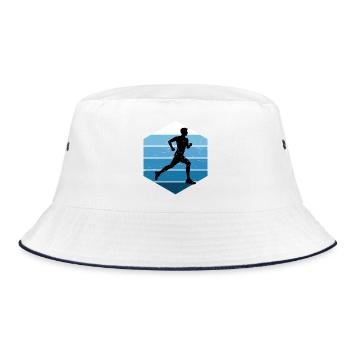 Geschenkidee für einen Running mit Running - Bucket Hat - Weiß/Navy - Vorne