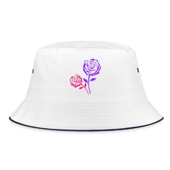 Rose Duo Neon Pink Purple - Bucket Hat - white/navy - Front