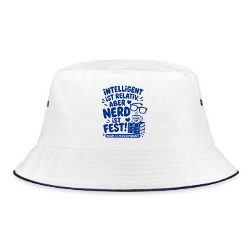 Intelligent Ist Relativ Nerd - Bucket Hat - Weiß/Navy - Vorne