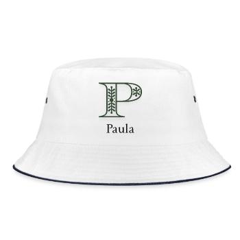 Monogram P with botanical ornament - Bucket Hat - white/navy - Front