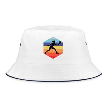 Padel Zubehör Geschenkidee für Padel Anfänger Fans - Bucket Hat - Weiß/Navy - Vorne
