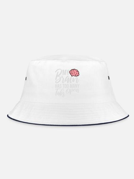 My Brain Has Too Many Tabs Open Lustig Grübeln - Bucket Hat - white/navy - Front