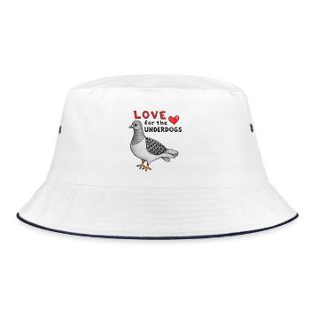 Liebe zu den Underdogs Taube - Bucket Hat - Weiß/Navy - Vorne