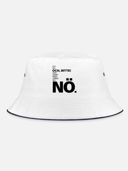 Ich so Och bitte Mein Leben so Nö Spruch - Bucket Hat - Weiß/Navy - Vorne
