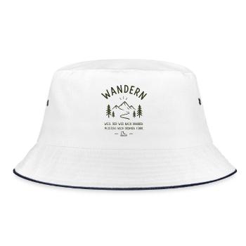 Wandern – Der Weg nach draußen - Bucket Hat - Weiß/Navy - Vorne